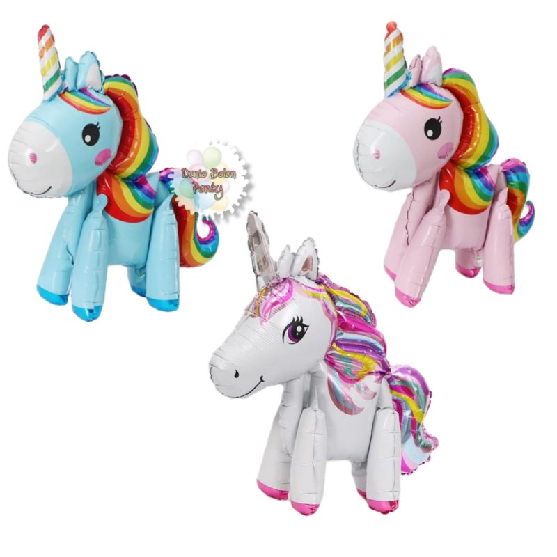 Balon Foil Unicorn 3D / Standing Ballon Kuda Pony Full Body