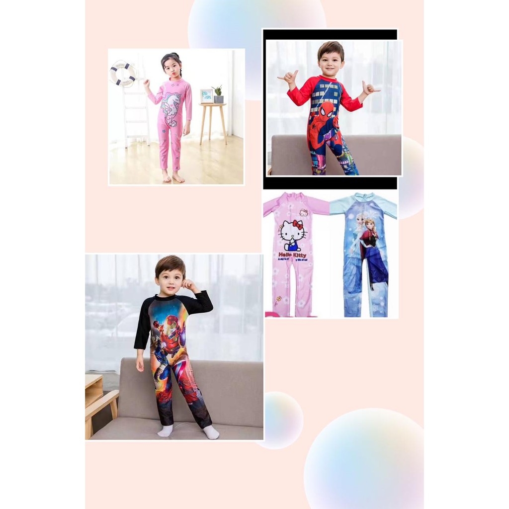 BAJU RENANG ANAK MUSLIM LENGAN PANJANG DIVING MOTIF IMPORT