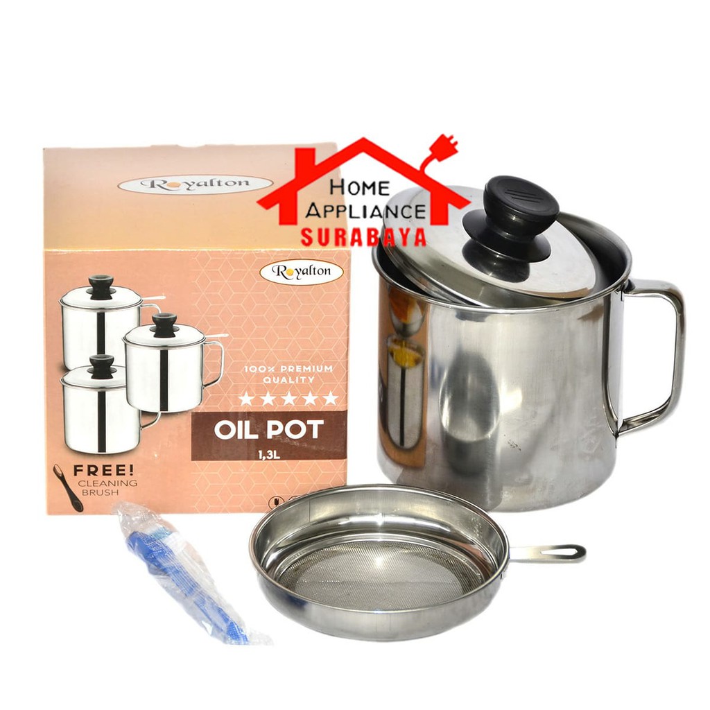 Asta Royalton Oil Pot 1.3 Liter Saringan Tempat Minyak Stainless Steel ROOP-01