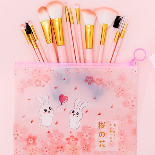 

Zipper Bag Transparan Rabbit Tempat Pensil Kelinci Sakura