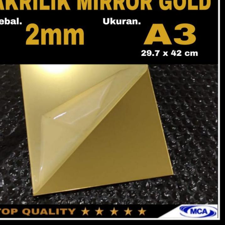 ➯ AKRILIK LEMBARAN GOLD MIRROR A3 / Acrylic Mirror Gold / Laser cutting ←