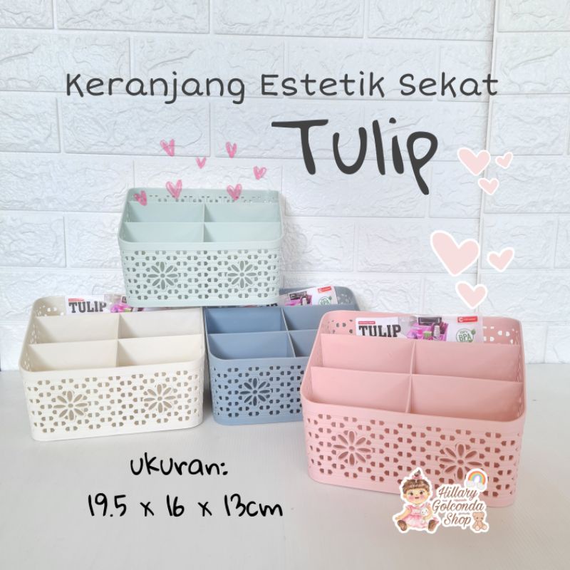 Keranjang Estetik Sekat /keranjang serbaguna TULIP(1pc)