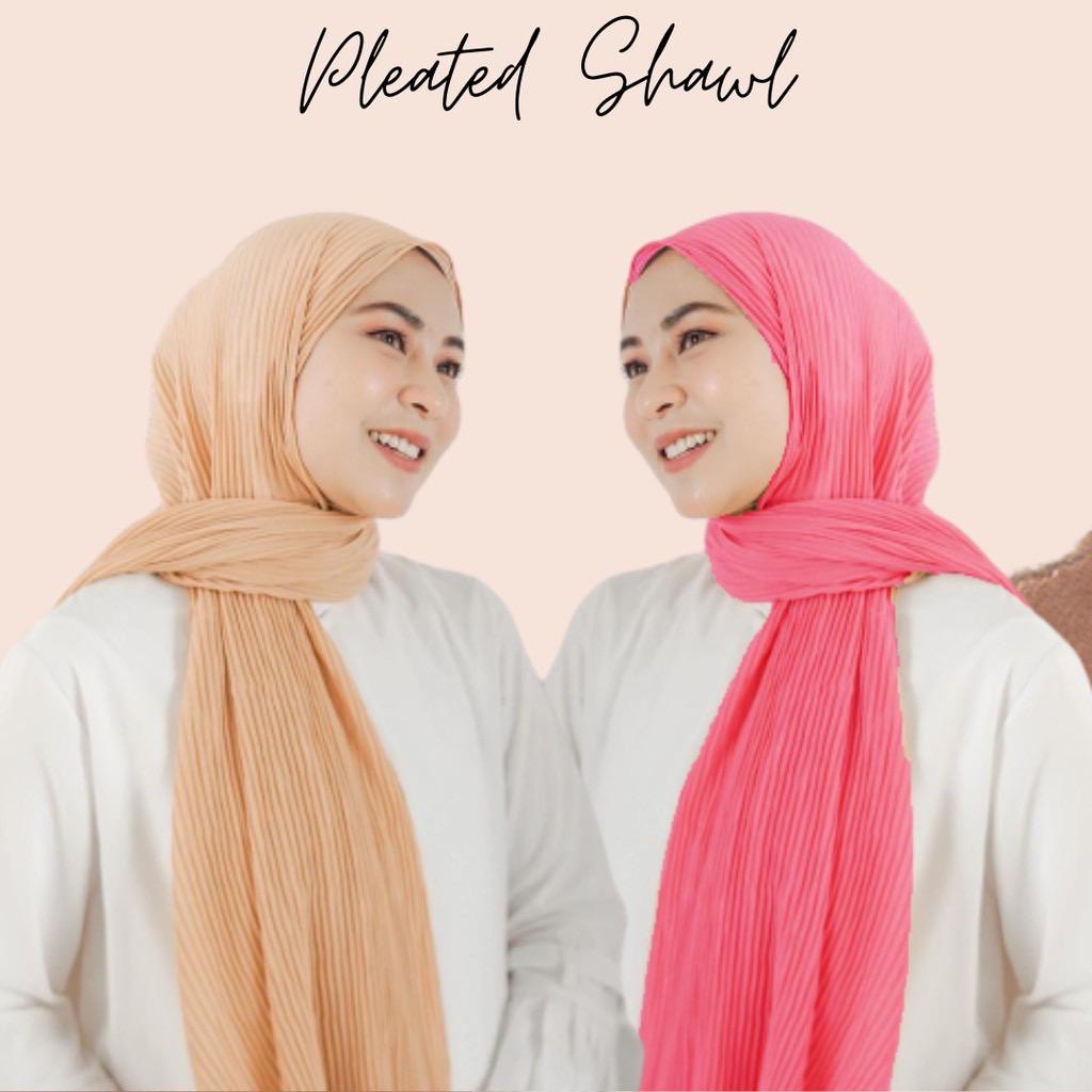 PASHMINA PLISKET DIAMOND CREPE  / PASHMINA SHAWL PLISKET / PLEATED SHAWL TERMURAH