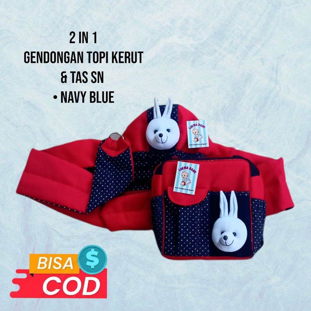 set gendongan topi kerut bayi &amp; tas kecil termurah