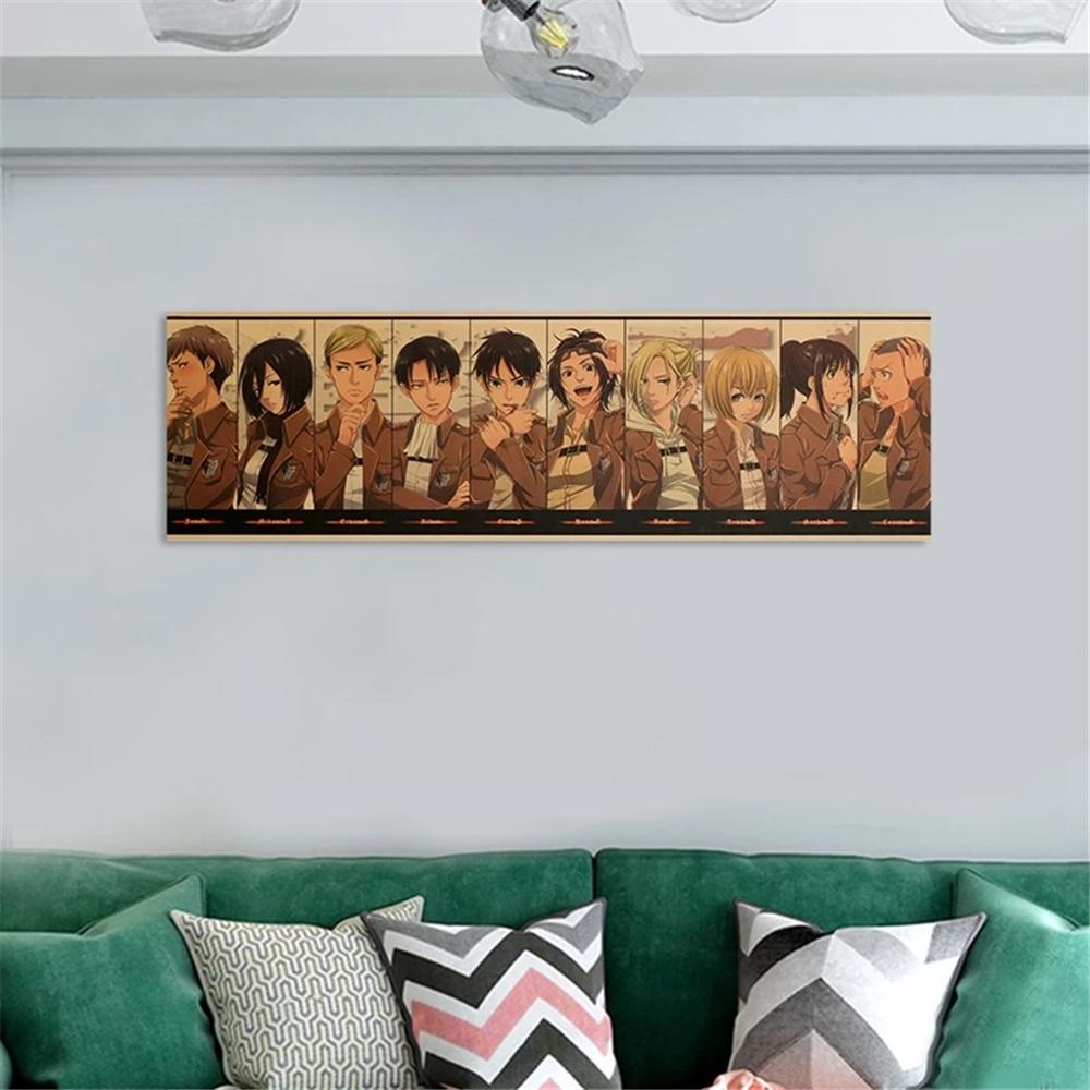 Lanfy Wallpaper Dinding Attack on Titan Koleksi Karakter Vintage Spesial Dekorasi Rumah Karakter Anime Poster Flip Chart