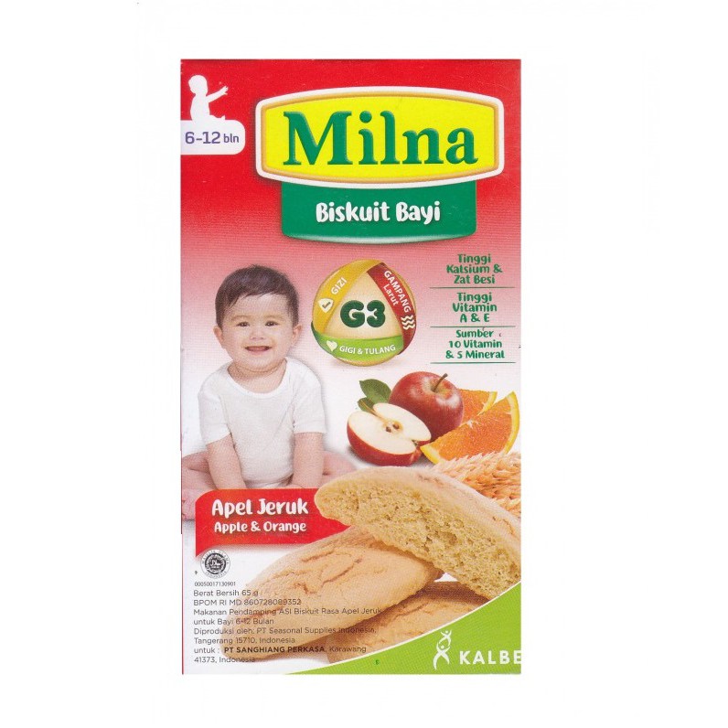 Milna Baby Biscuit Apel Jeruk 65 gr/Biskuit Bayi