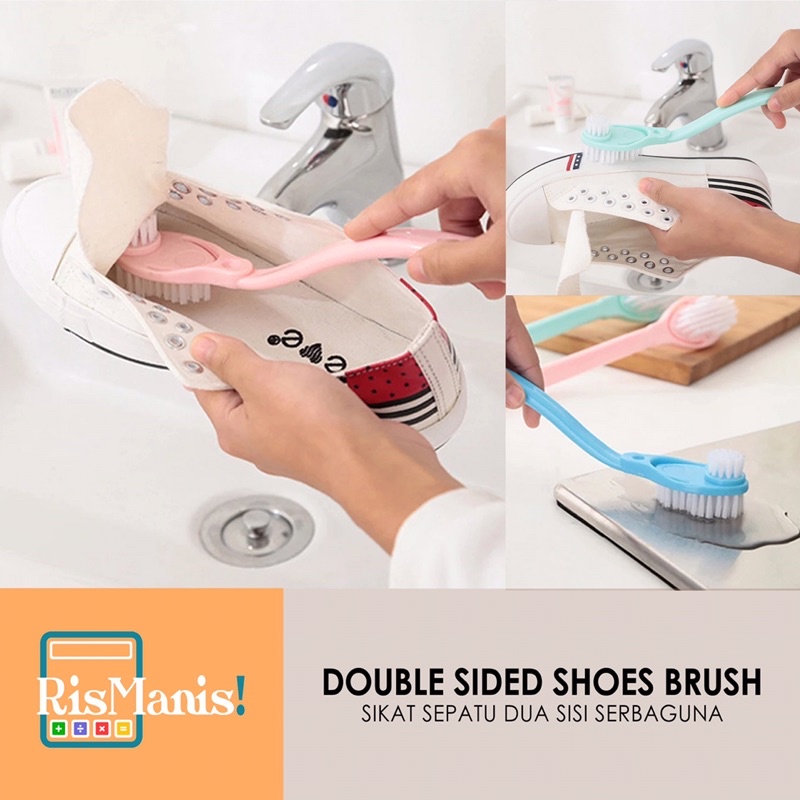 DOUBLE SIDED SHOES BRUSH Sikat Pembersih Sepatu 2 Sisi Serbaguna Inovatif Praktis Sikat WC Wastafel