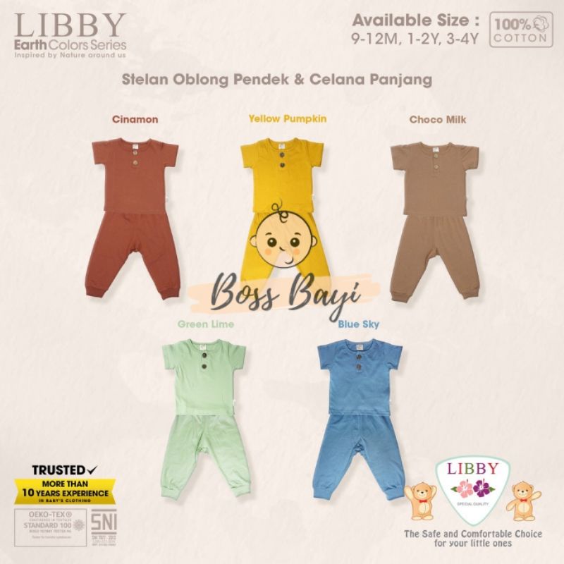 LIBBY EARTH COLORS Fave Series CPR Setelan Baju Lengan Pendek Celana Panjang Anak