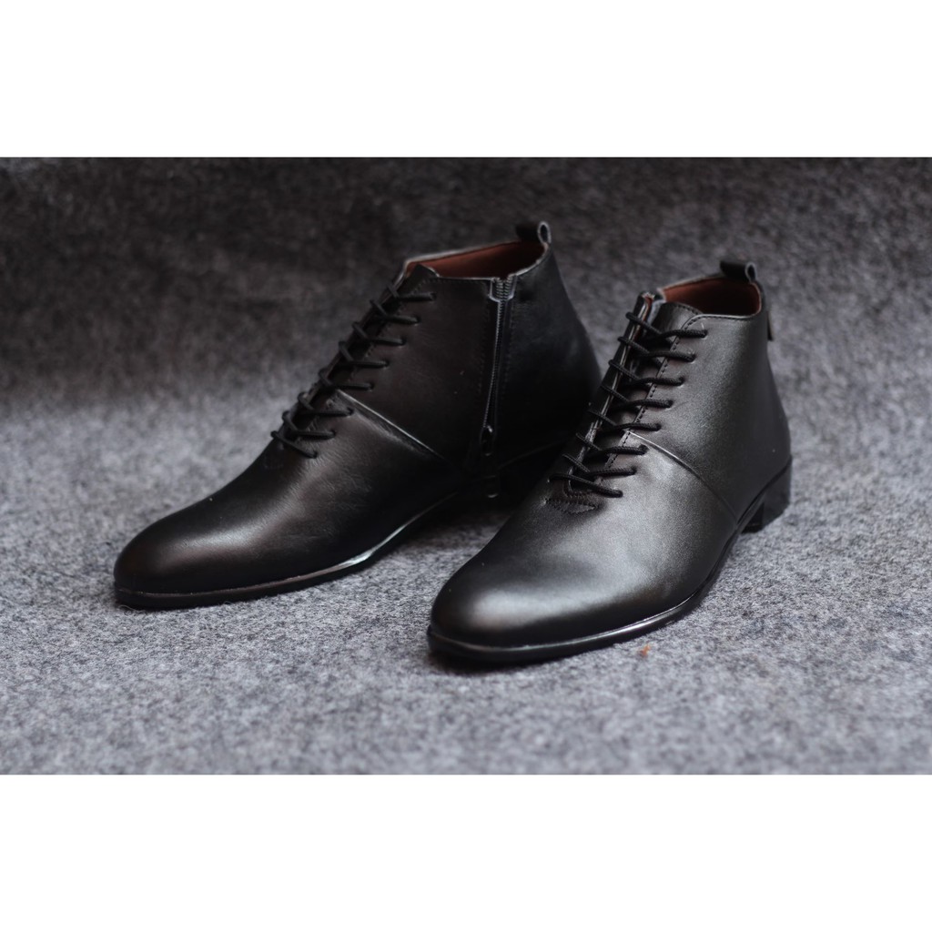 Sepatu Formal Tinggi Sleting Kulit Asli Original Cevany Wooslet
