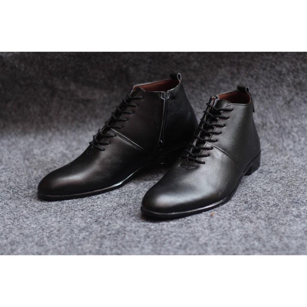 Sepatu Formal Tinggi Sleting Kulit Asli Original Cevany Wooslet