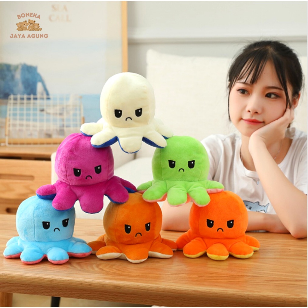 Boneka Gurita Bolak Balik 15Cm & 30 Cm Boneka ubur gurita bolak balik boneka octopus bolak balik bon