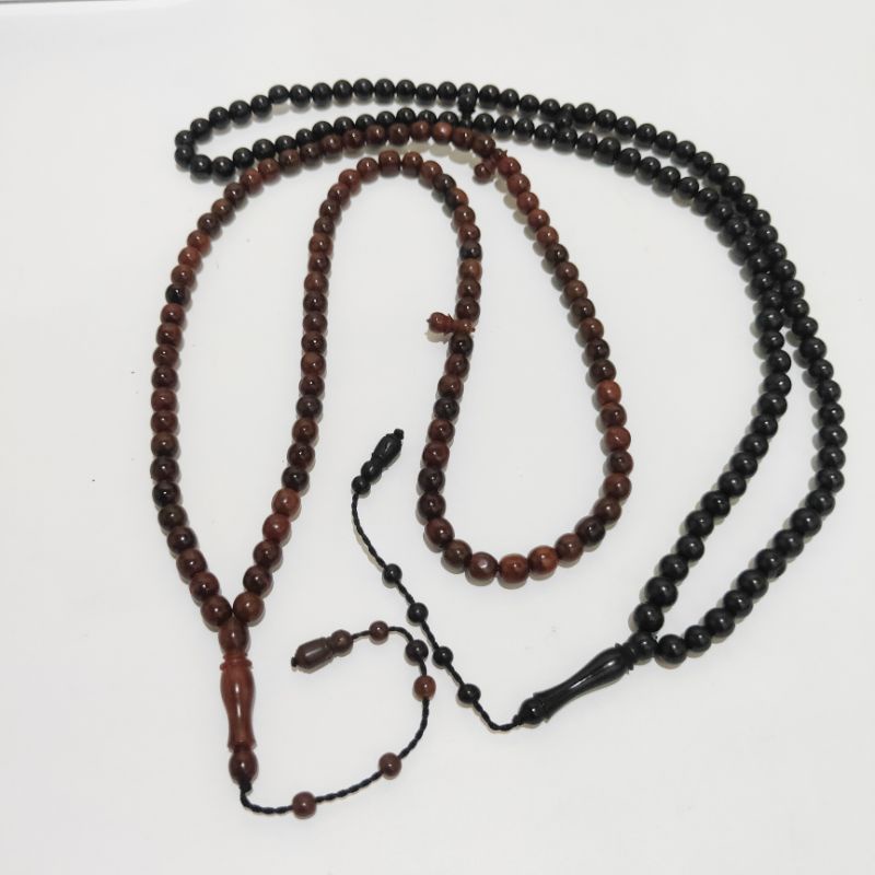 Tasbih kokka kaokah 99 butir bulat 8 mm polos coklat hitam kauka kaoka kaukah original