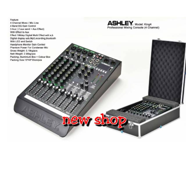 Mixer audio Ashley king 4 free hardcase original Ashley 4channel