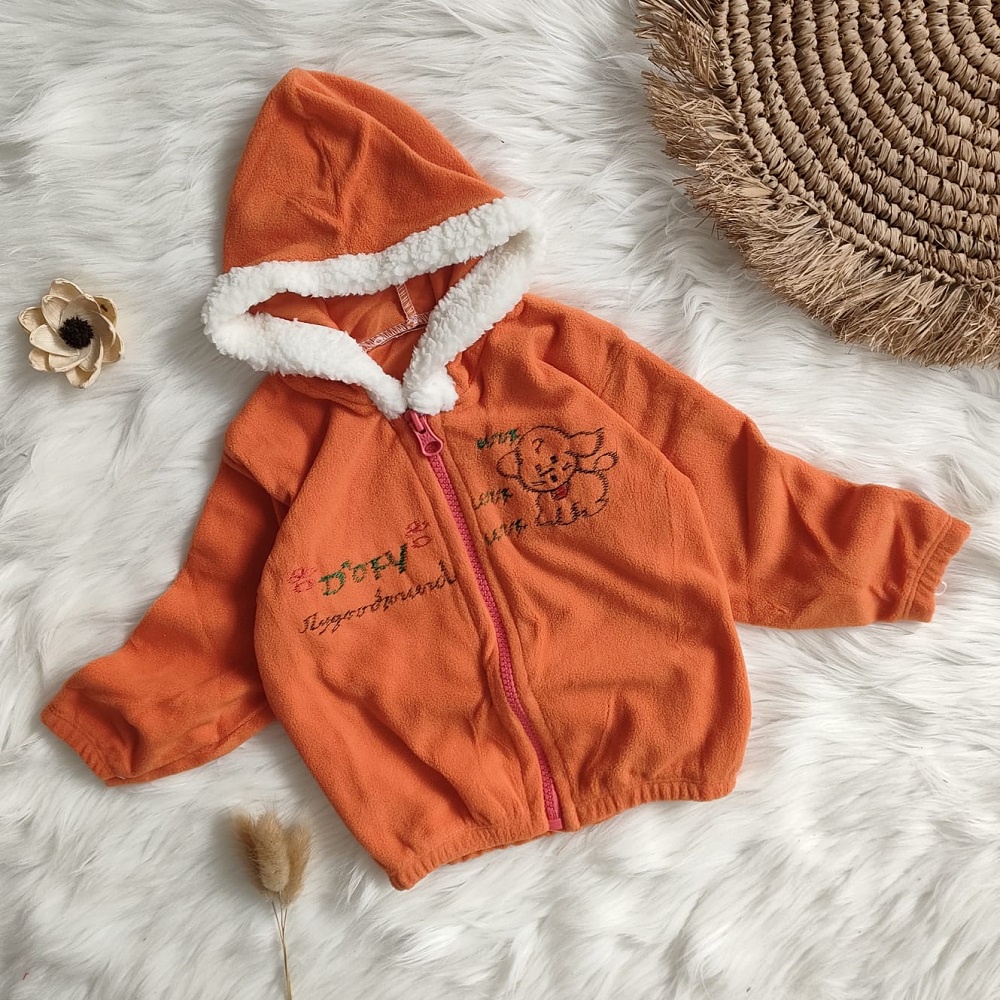 Jaket bayi murah bulu emen hoodie 0-12 bulan