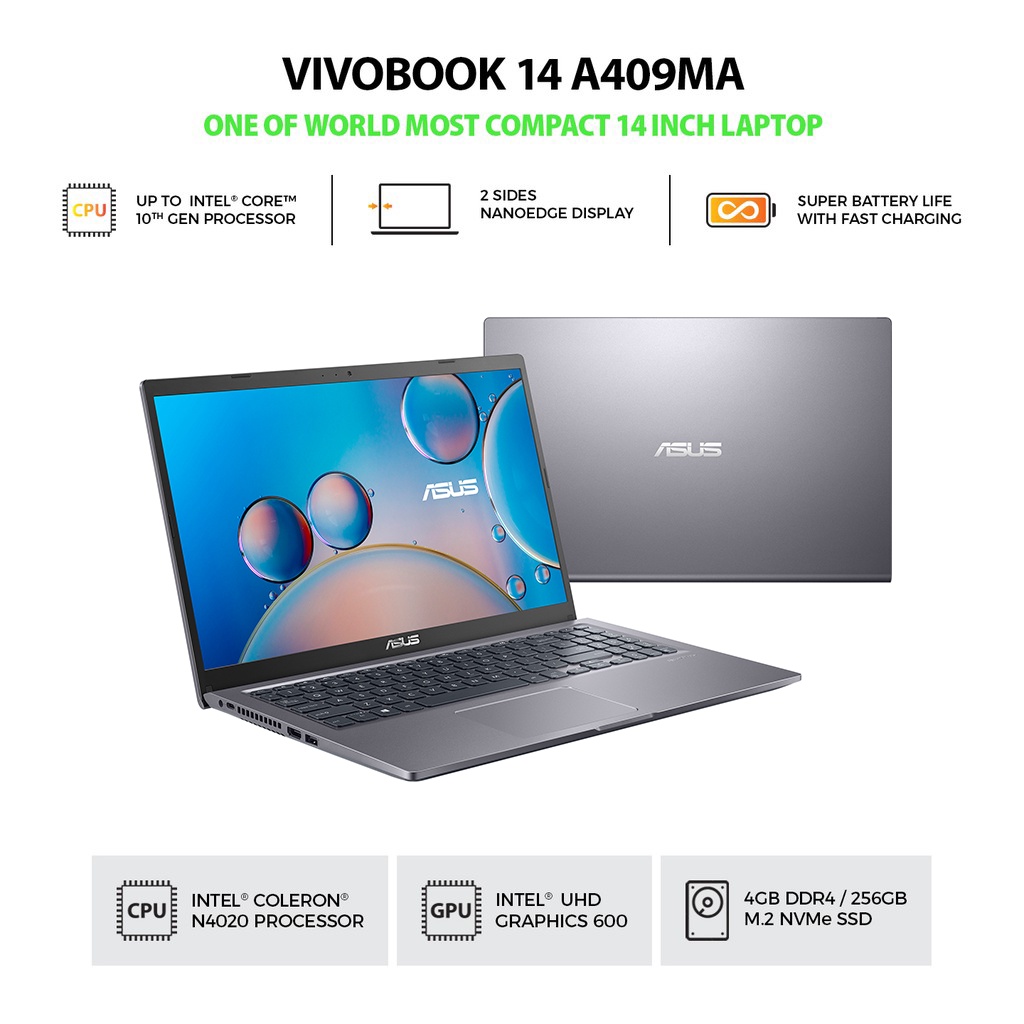 Asus A409MA-BV421TS | BV422TS N4020 4GB 256GB 14 HD WIN10 + OPI /BLK