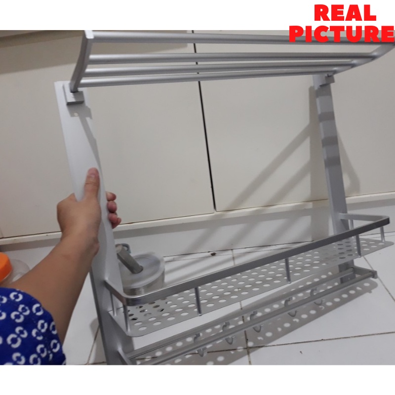 rak dinding kamar mandi stainless tempat penyimpanan sabun mandi handuk kosmetik serbaguna multifungsi aluminium kuat kokoh anti karat murah terbaru minimalis