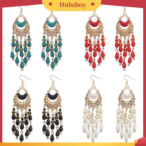 Hu Hu Hu Hu Hu Alat Bantu Pasang Kacamata♡ Anting Kait Gantung Desain Bulan Sabitrumbai Gaya Retroboho Untuk Wanita