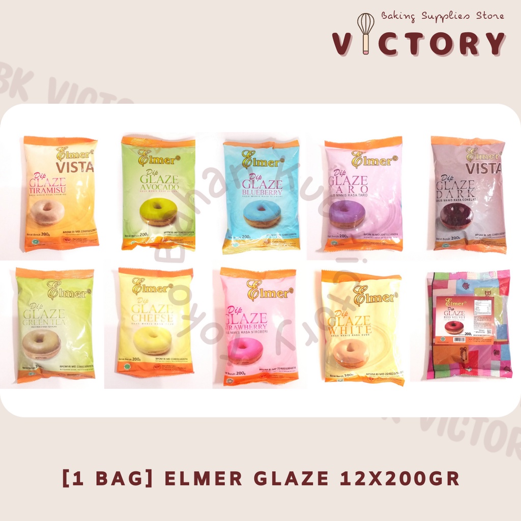 

[1BAG] Elmer Dip Glaze 12x200gr - Topping donut pisang crispy