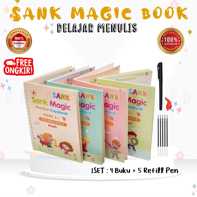 

HANYA BUKU!! Sank Magic Book 3D Buku Pintar Anak Reusable seri English, Belajar Menulis