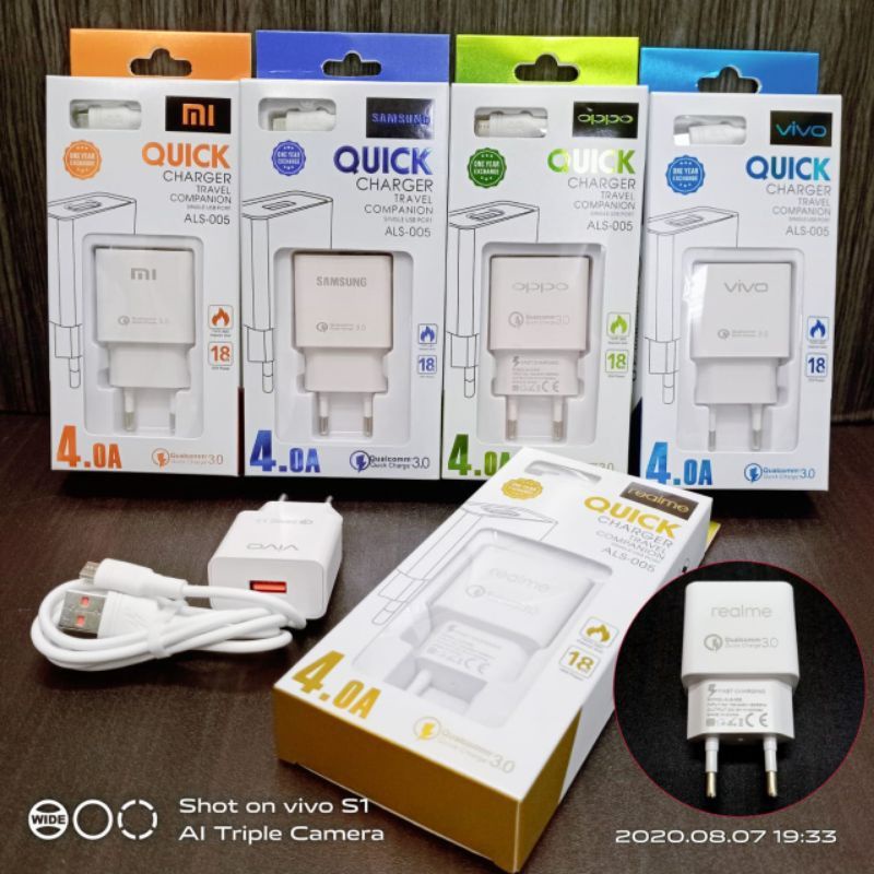Tc Travel Charger Brand A005 Quick Single Port 4.0A Pack Import Kwalitas Mantappp