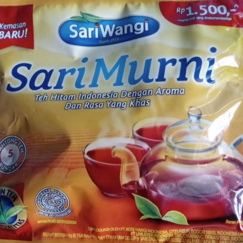 

TEH SARIMURNI MERK SARI WANGI ISI 5 KANTONG BUNDAR