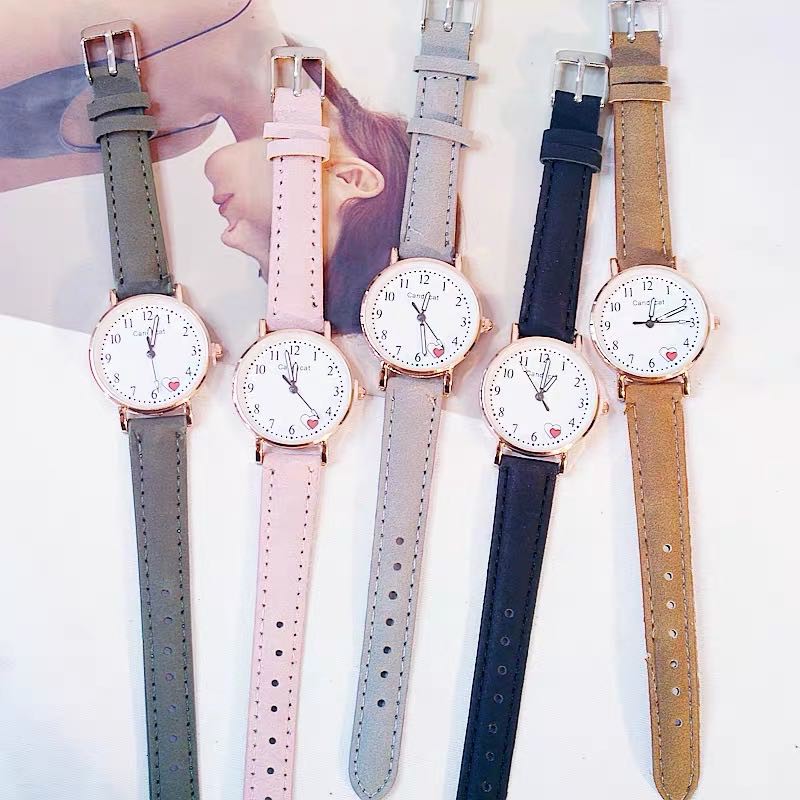 {BAYAR DI TEMPAT} Jam Tangan Love CandyCat Strap PU Casual Analog Gaya Korea Untuk Wanita Fashion