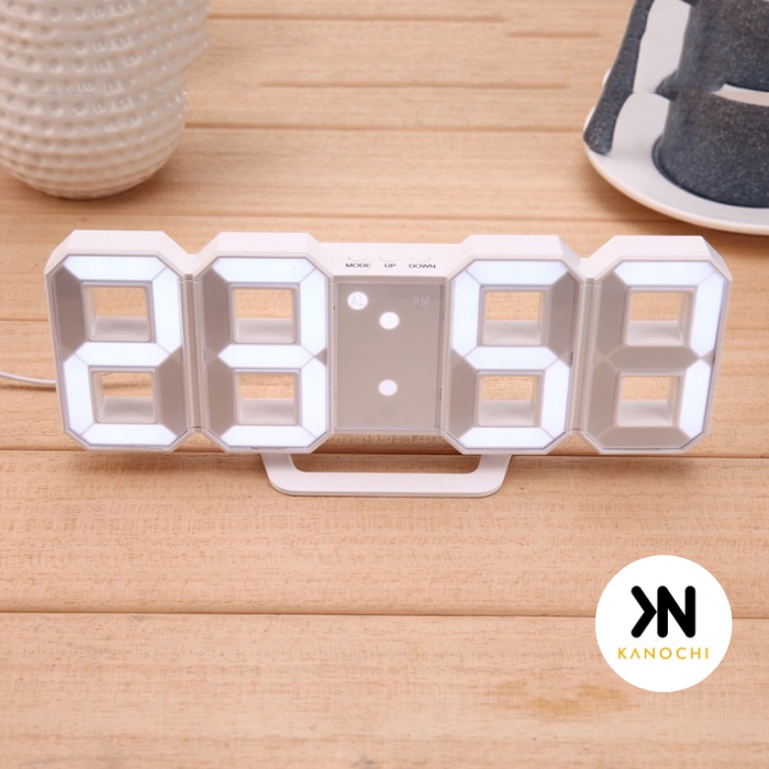 Jam Meja Dinding Tembok 3D Digital Lampu LED Light Wall Table Clock