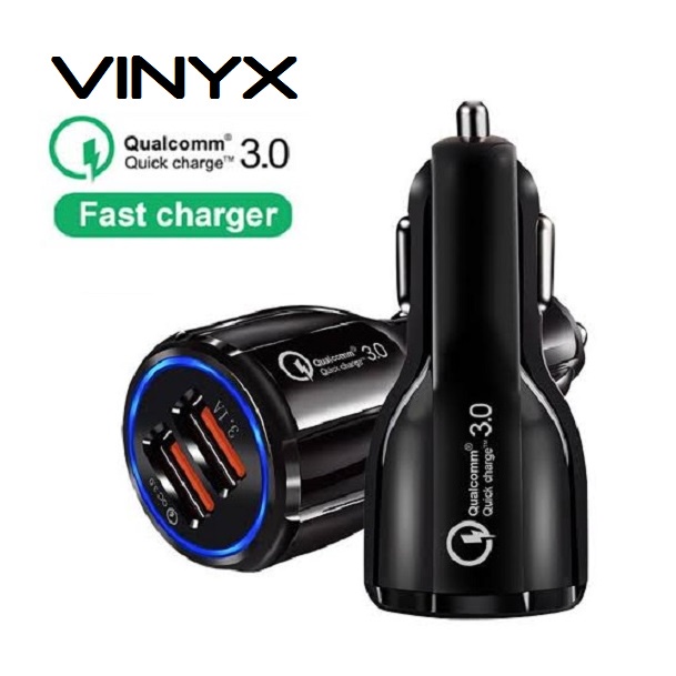 USB Charger HP Mobil Casan Car Lighter Motor VINYX Fast Charge 3.1A 2.1A QC 3.0 Dual 2 Port Qualcomm