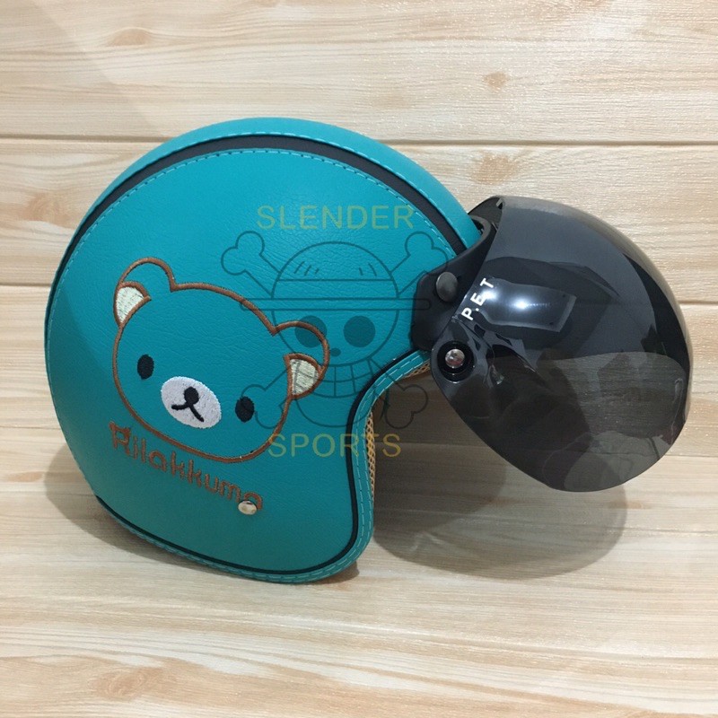 HELM BOGO FULL KULIT MOTIF RILAKKUMA BIRU