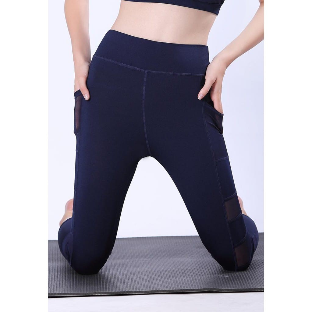 Legging 3/4 Impor Sport Olahraga Gym Model Jaring Kantong / Celana Senam Yoga Fitness WSM 865