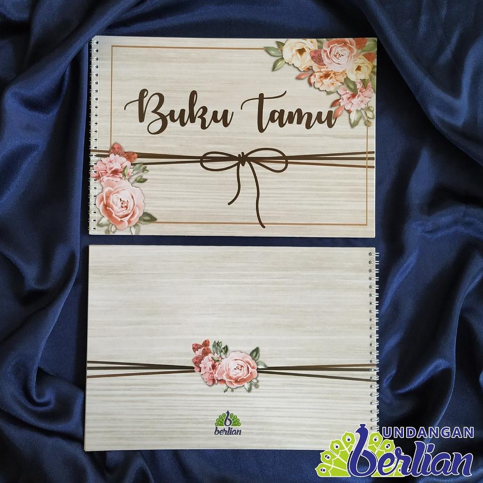 

[KODE REIE9] Buku Tamu Pernikahan Motif Pita Urat Kayu