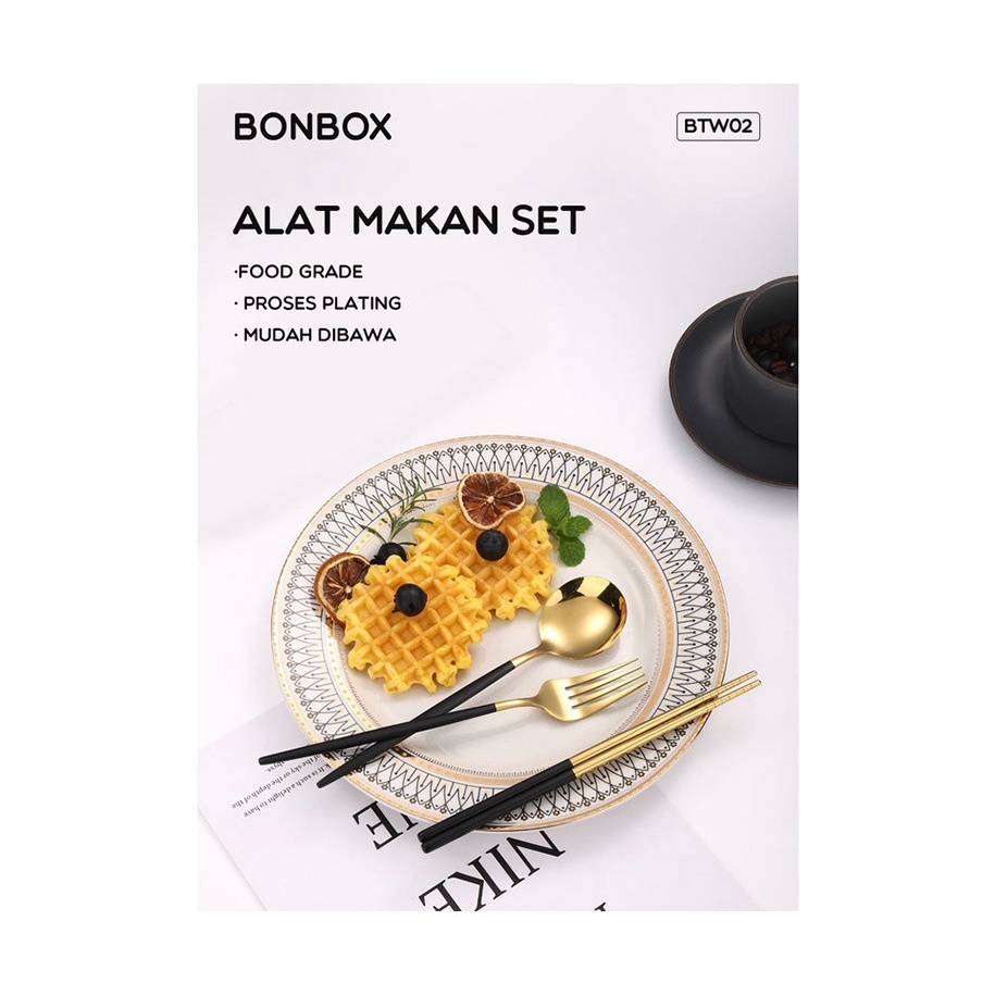 BONBOX Alat Set Makan Praktis stainlessteel 3pcs