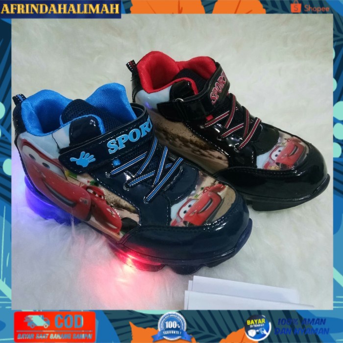 

{TERBARU} sepatu lampu anak cowo boots cars ori import promo murah - 28, Biru