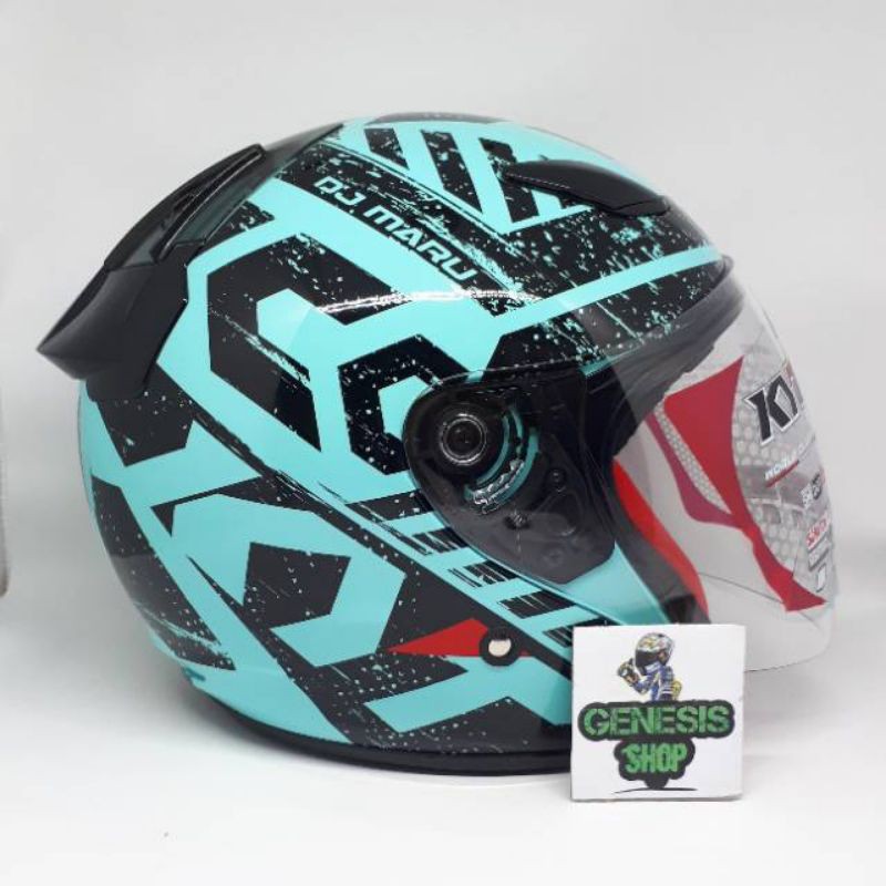 Helm KYT  half face helm KYT DJ MARU motif-#16 black blue