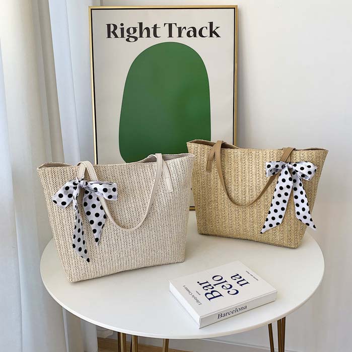 TW220 Tas Bahu Wanita Shoulder Bag Rajut Unik Import Free Pita Polkadot