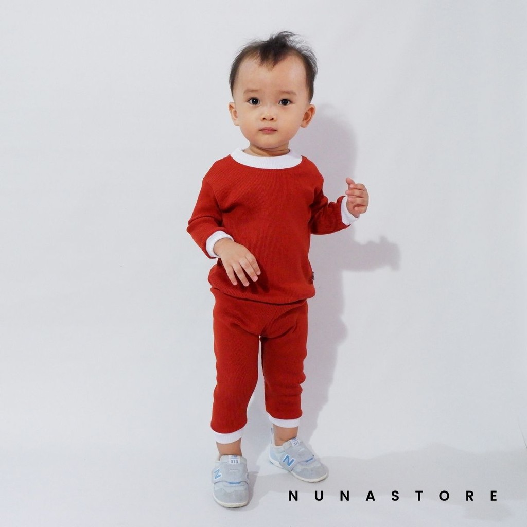 Setelan Anak Motif Polos Bahan Rib / Baju Bayi Laki-Laki / Baju Anak Usia 0 Bulan - 4 Tahun / Custom