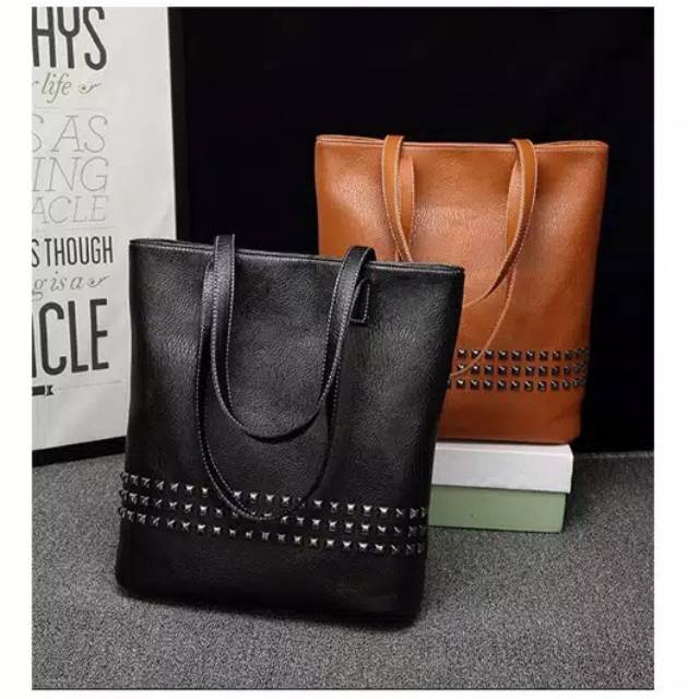 Tas totebag wanita import second PU