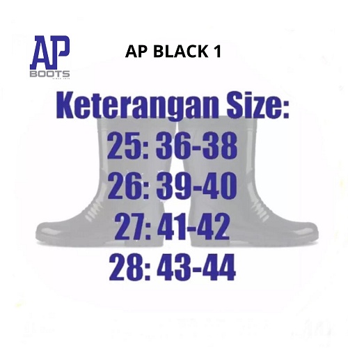 AP BOOTS HITAM 1 - AP BLACK I 25-28 -AP BLACK 1 - SEPATU BOOT PENDEK KARET - SEPATU BOOT KARET PENDEK HITAM - FANZ STORE