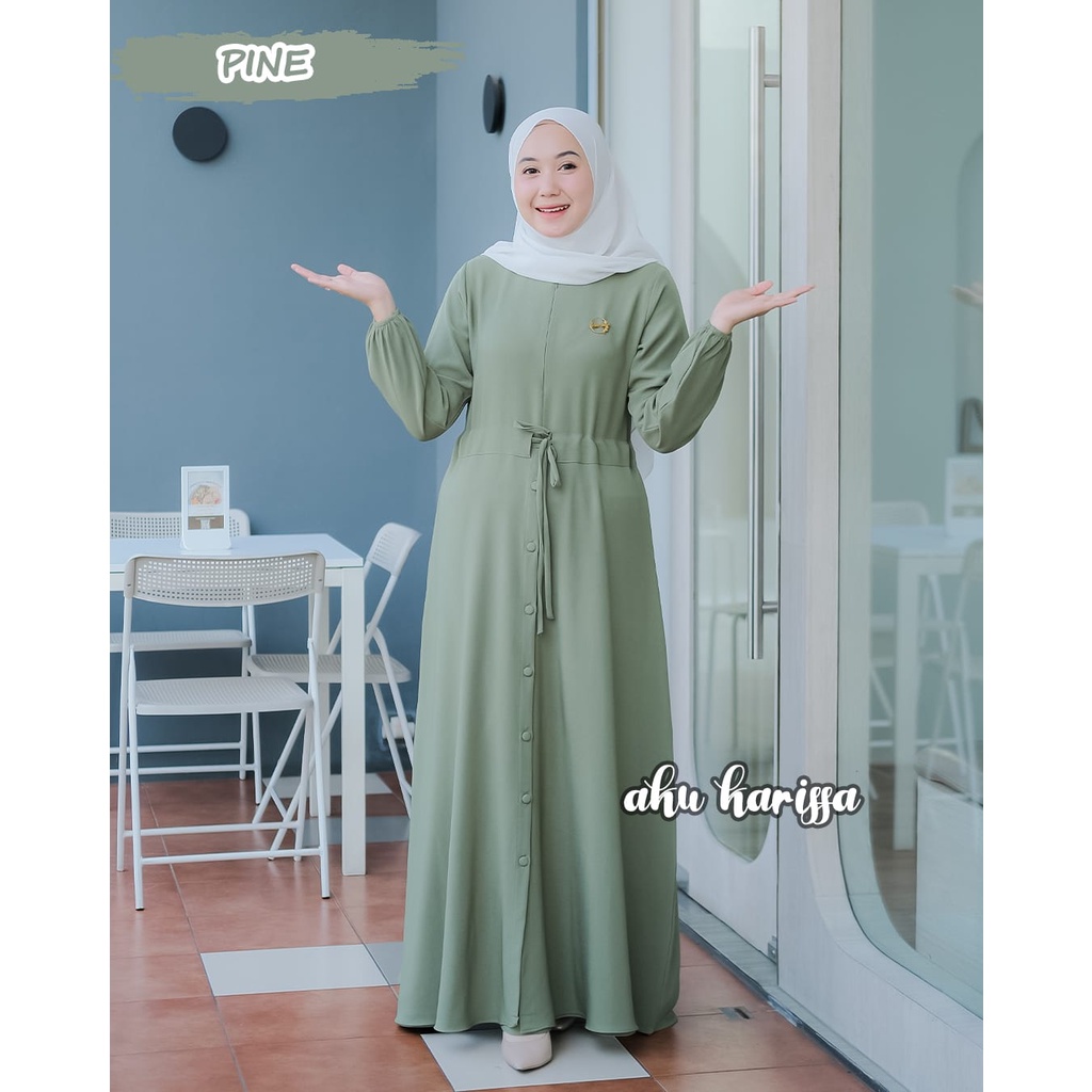 Dress Akifah ori aku karissa tifany twill dan videlya cringkle airflow dress serut bawah kancing busui