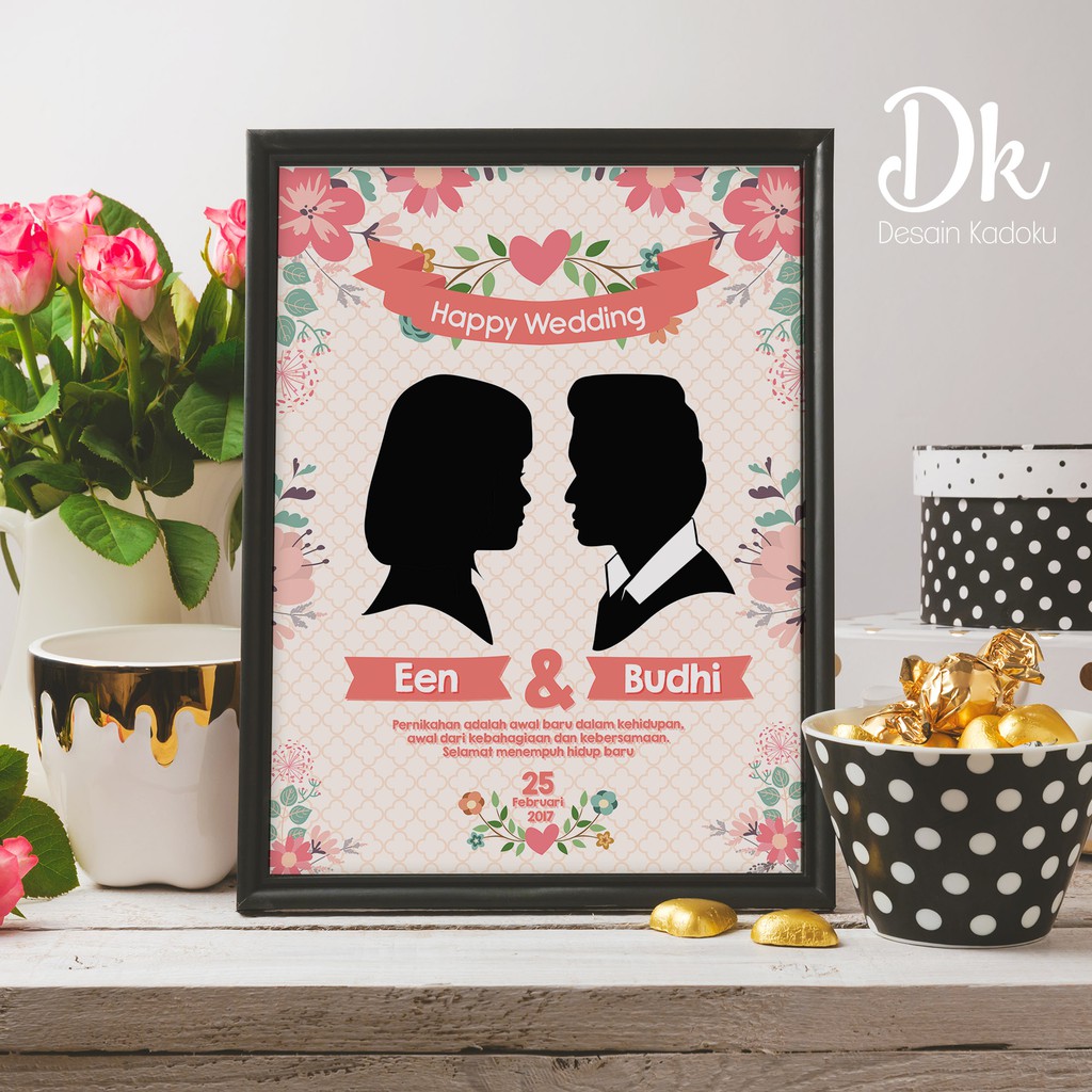  Kado Pernikahan  Wedding Bingkai Desain Siluet Shopee 