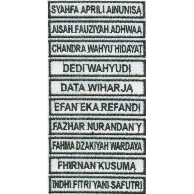 papan nama / nama bordir / nama / seragam sekolah / seragam dinas / seragam / baju dinas / pns