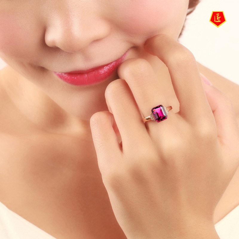 [Ready Stock]Luxury Natural Red Crystal Ring Female Fashion