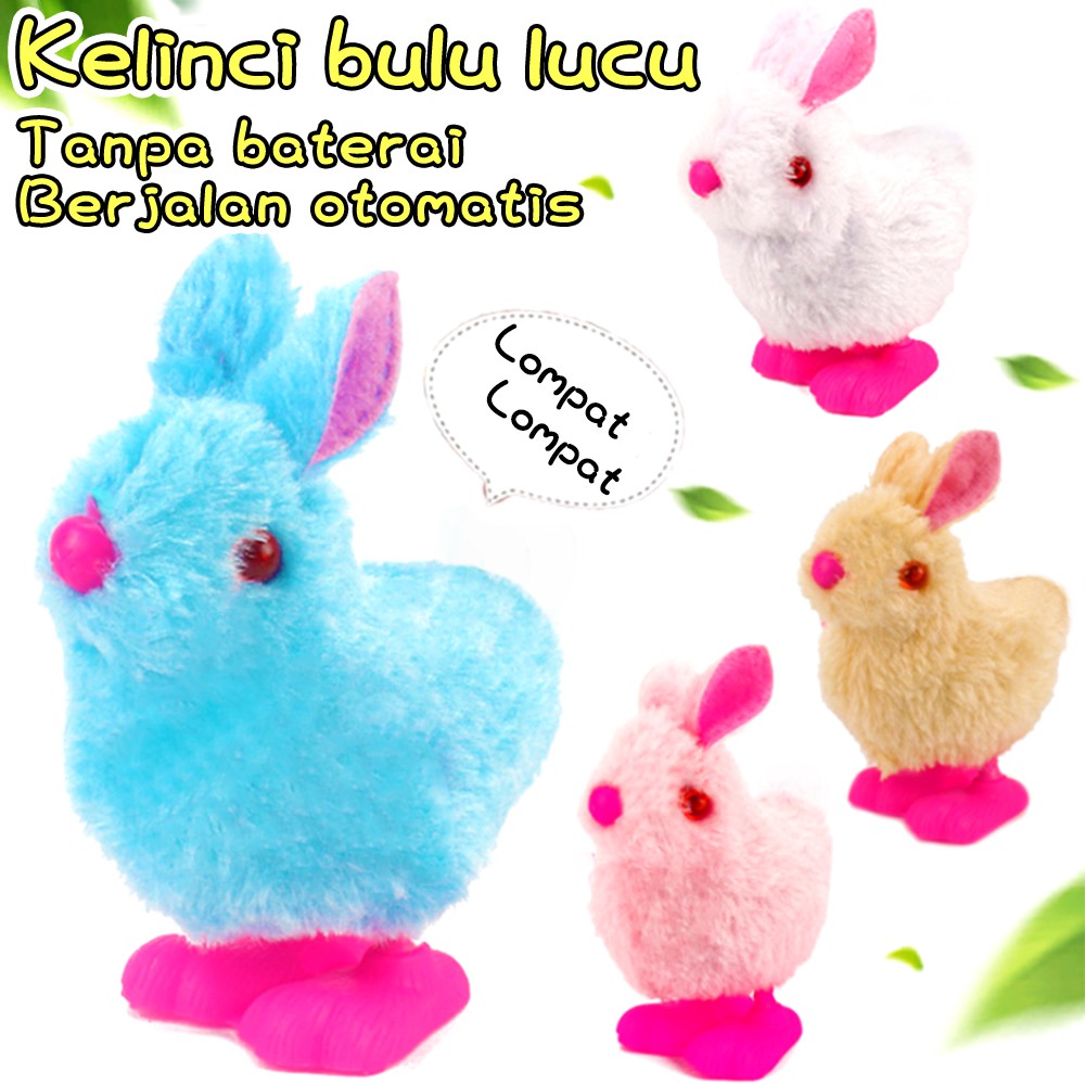 【Stok Baru】Mainan kelinci bulu yang lucu Model kelinci bulu berjalan otomatis