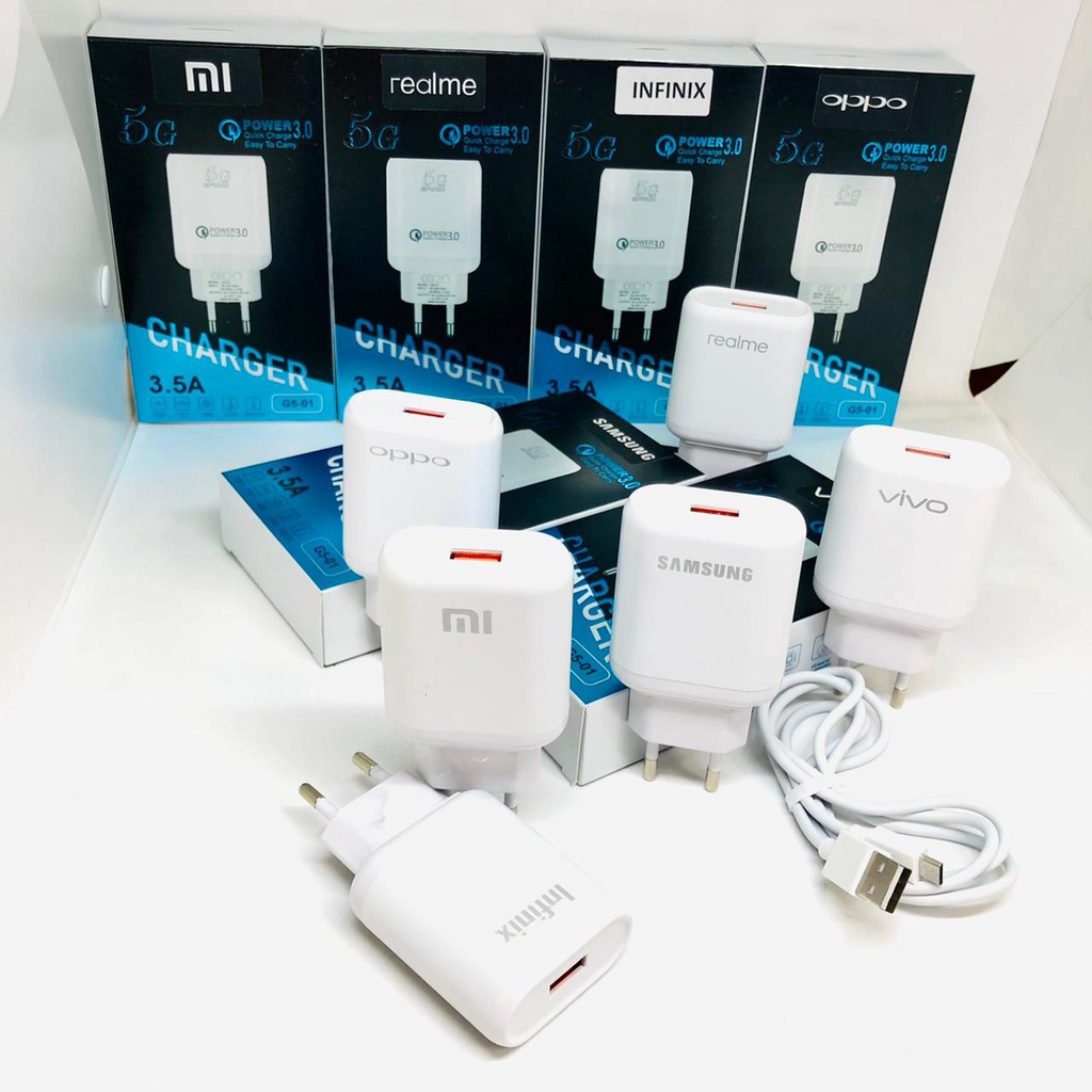 MINIGO CHARGER HP BRAND G5 01 3A 5G TC TRAVEL ADAPTER + KABEL CASAN