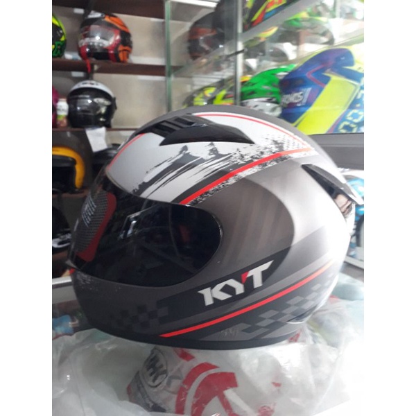 HELM KYT R10 SERI #4 GUNMETAL SILVER DOFF