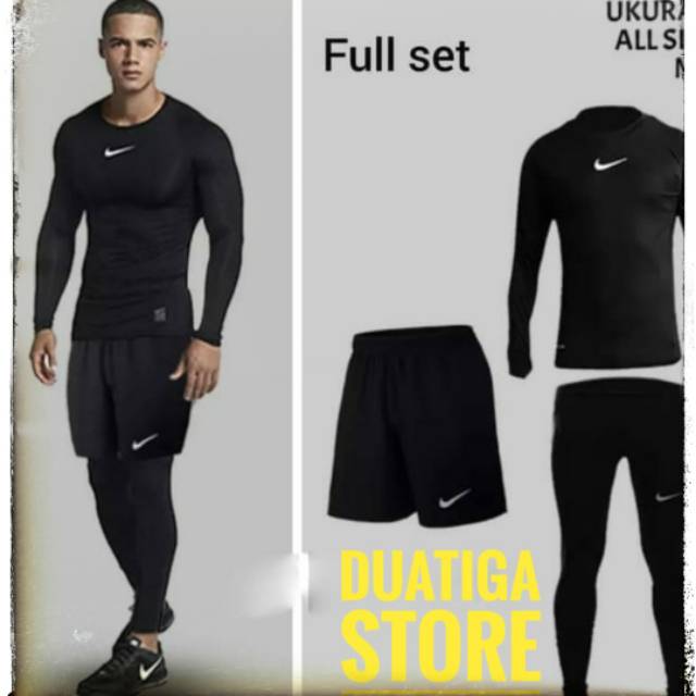 PAKET BASELAYER CELANA PANJANG STRETCH + BAJU BASELAYER PANJANG + CELANA PENDEK