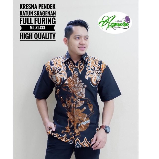 Batik Cowok KRESNA FULL FURING Katun Halus Pendek Termurah