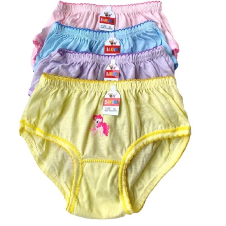 Paket Isi 6 Pcs Celana Anak Perempuan Cd Polos Stiker Lembut Halus Dan Nyaman Dipakai