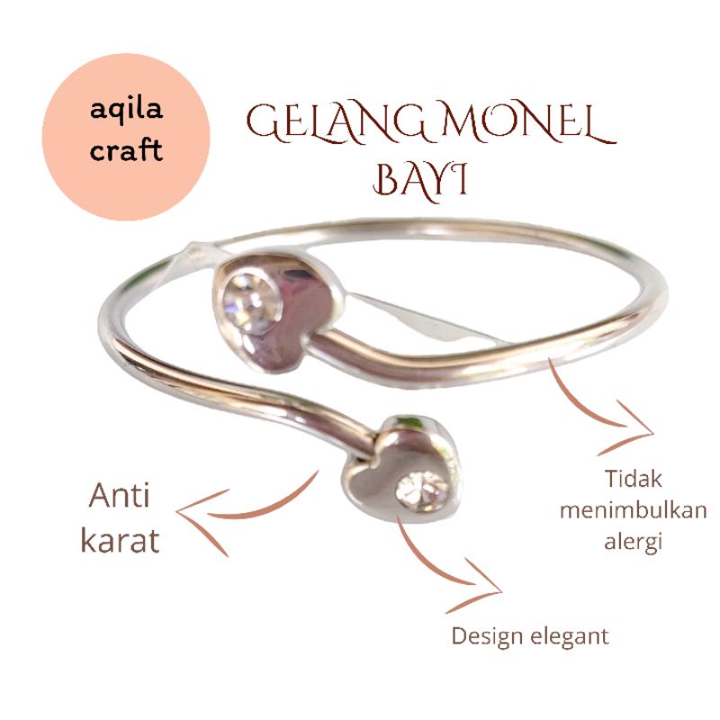 GELANG MONEL BAYI ANTI KARAT / GELANG KESEHATAN / ANTI STEP/ KEJANG / TIDAK MENIMBULKAN ALERGI/ MONEL ASLI /GELANG LONCENG ANAK BAYI BAJA PUTIH ORIGINAL PREMIUM