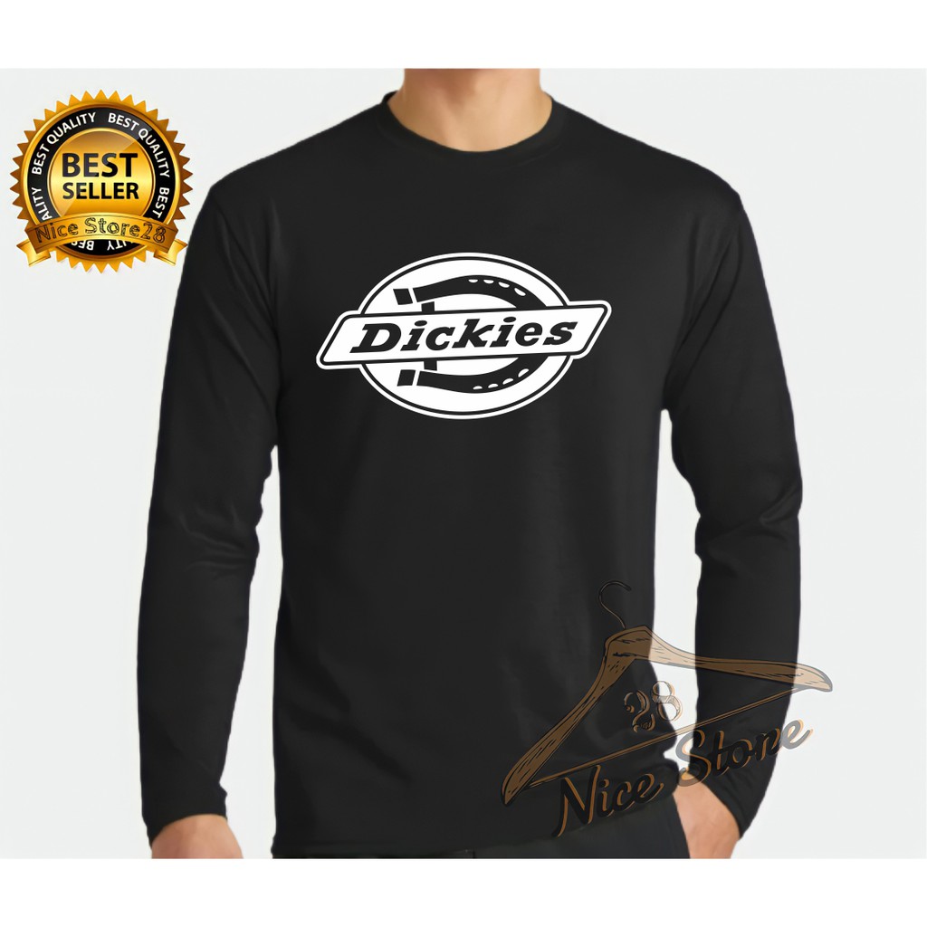 Nice Store - Kaos Distro Lengan Panjang Dickies Keren Logo Putih Premium
